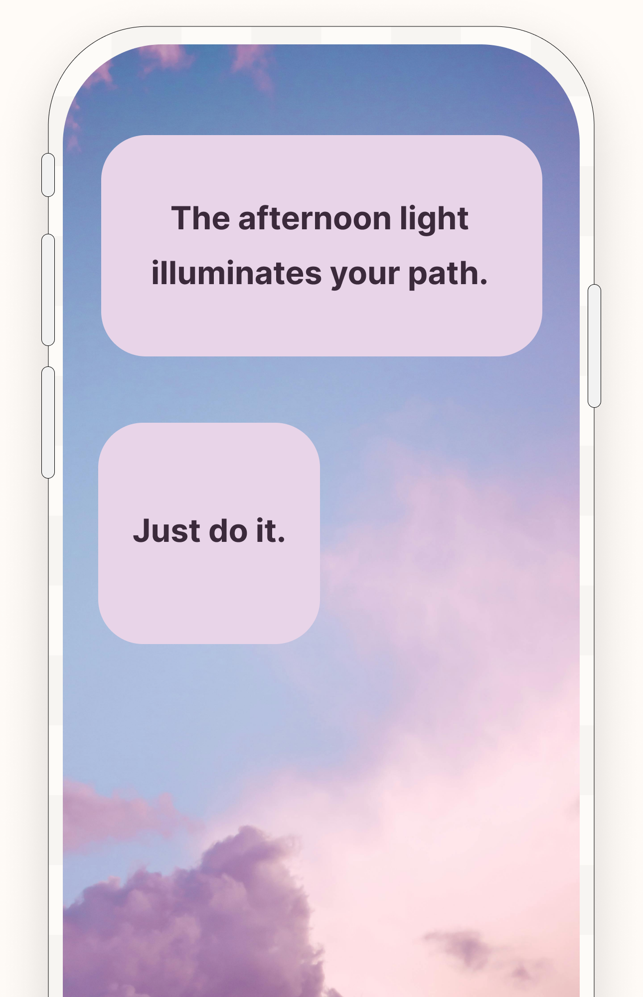 Home screen widgets showing affirmations
